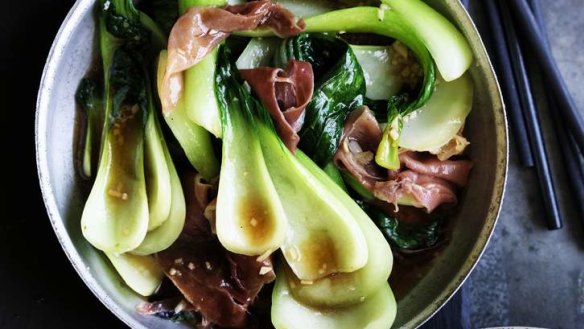 Side serve o' greens: Neil Perry's bok choy with prosciutto.