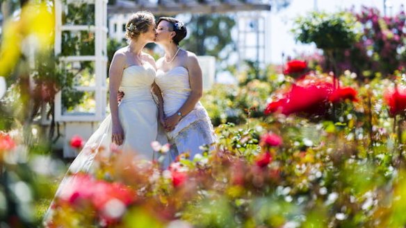 Wedding hitch: Tanya and Shar McKinlay were married before the law was struck down.