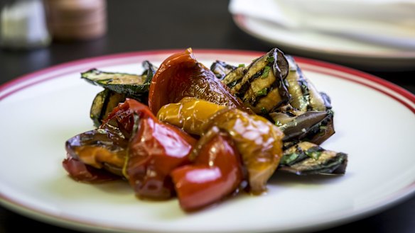 Peppers, zucchini and eggplant to share at Mr Pietro.