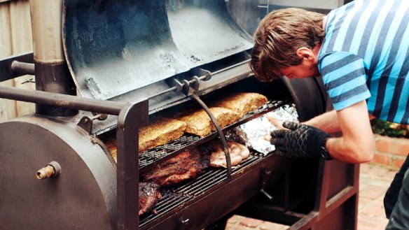 Chris Terlikar gets smokin' on his home-made BlueBonnet Barbecue.