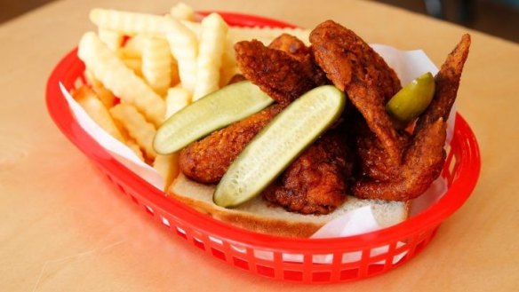 Nashville-style hot chicken at Belle's Hot Chicken in Melbourne.