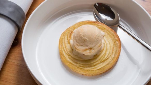 Apple tart and vanilla bean ice-cream.