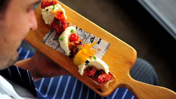 Heritage tomato bruschetta.