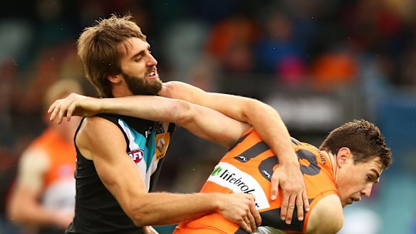 Port Adelaide veteran Justin Westhoff (left) has gone into bat for teammate Paddy Ryder and Eddie Betts following a racial vilification scandal at the Adelaide Oval last weekend. 