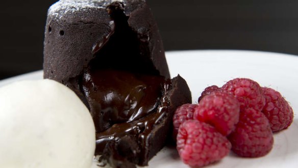 Bingo! The oozing hot chocolate fondant with vanilla ice-cream.