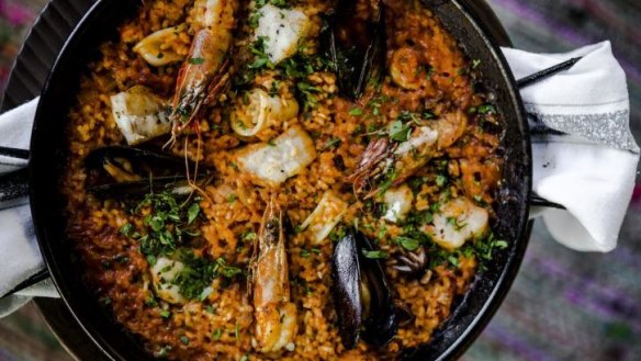 Seafood paella.