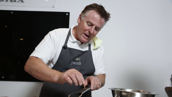 Chef Andrew Haskins during a cooking demonstration at 3 Seeds Cooking School at the Fyshwick Markets. 