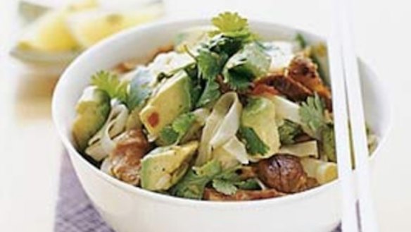 Avocado & Glazed Pork Rice Noodles