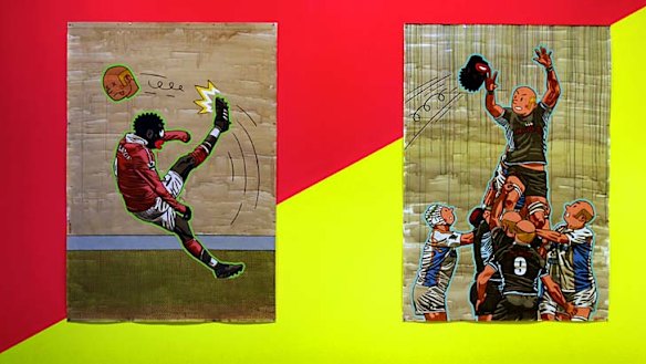 Taboo ... Anton Kannemeyer 's "Untitled"(soccer) and "Untitled "(rugby).