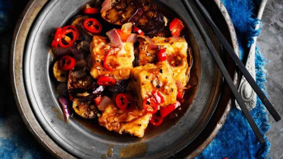 This spicy tofu with eggplant dish can be eaten as a main, or as part of a banquet.