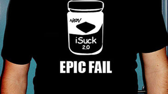 The new t-shirt proclaiming the Vegemite iSnack as a 'epic fail'.