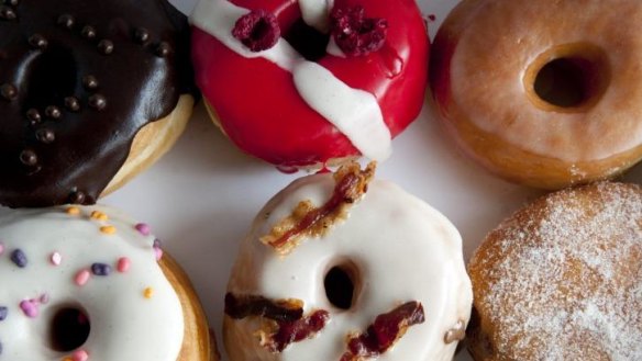 Assorted doughnuts at Doughnut Time.