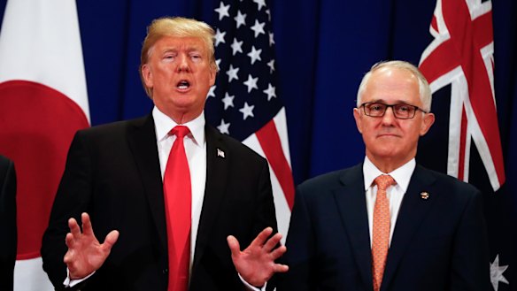 Prime Minister Malcolm Turnbull with United States of America President Donald Trump at the ASEAN summit in Manila, Philippines in November.