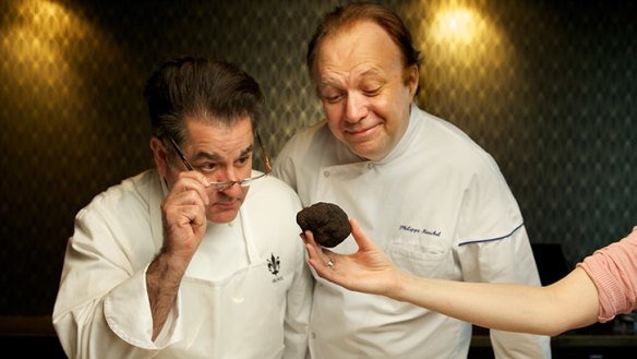 Top chef Philippe Mouchel (right, pictured with Guy Grossi) will return to Melbourne in June.