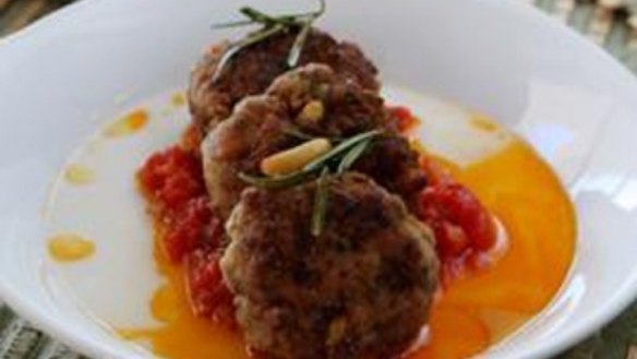 Lamb and ricotta polpettine with summer herb and tomato sauce