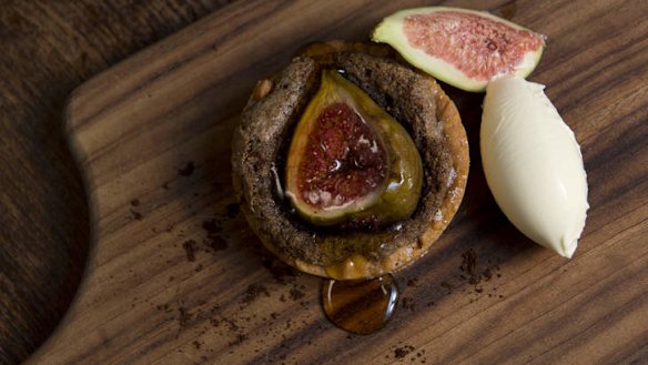 The fig, espresso and white chocolate tart with creme fraiche.