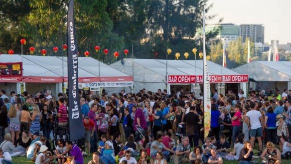 The large crowds on Friday night at the Enlighten Night Noodle Market.