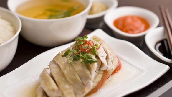 Hainanese chicken.