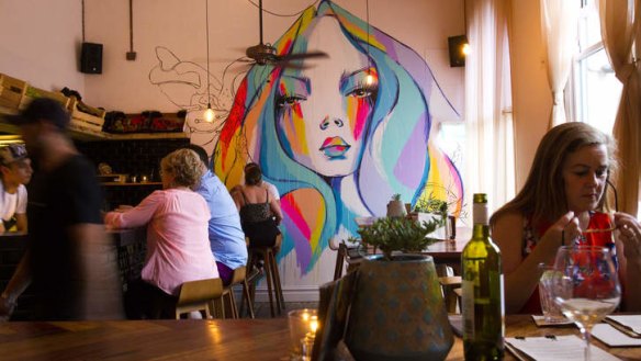 Stunning: A mural dominates one wall at Wilhelmina's.