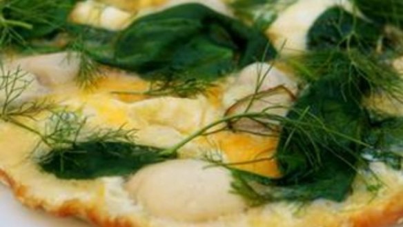 Oyster and spinach frittata