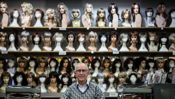 Abe Lourie, 87, runs Creative Wigs in Swanston Street.