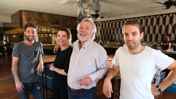 Chef Jacques Reymond with his children Antoine (left), Nathalie and Edouard (right) at their latest project, L'Hotel Gitan in Prahran.