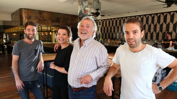 Chef Jacques Reymond with his children Antoine (left), Nathalie and Edouard (right) at their latest project, L'Hotel Gitan in Prahran.