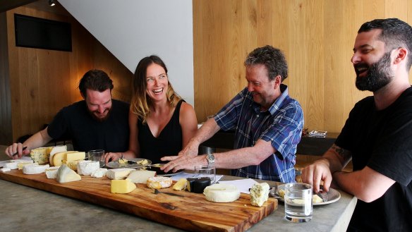 The cheese team. From left: James Foley, restaurant manager Gerard's Bistro, Bonnie Shearston, restaurateur, Graham Redhead, cheesemaker and Ben Williamson, executive chef Gerard's Bistro. 