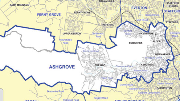 The state electorate of Ashgrove. <b><a href="http://images.brisbanetimes.com.au/file/2011/03/22/2245196/Ashgrove.pdf">Click here to view full size. </b></a>