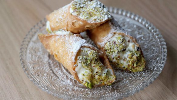 Sicilian sweets: Ricotta cannoli.