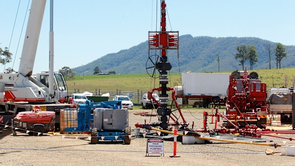 The AGL coal seam gas drilling site in Gloucester.