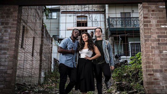 Leads in the musical In the Heights:  (from left) Tim Omaji, Olivia Vasquez and Ryan Gonzalez.