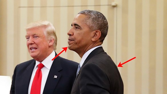 Indications of body language cues in the first meeting between Donald Trump and Barack Obama.