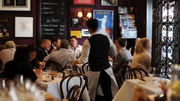 Close-set tables and vintage posters channel the charm of old Montmartre at Bistro Thierry, Toorak.