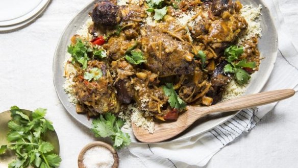 Braised chicken with ras el hanout and dates looks impressive but is simple to prepare.