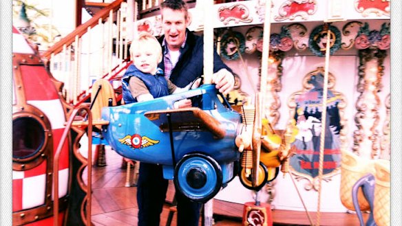 Family man: Harrison enjoys some down time.