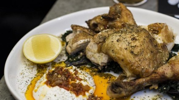 Roast Bannockburn chicken with wilted greens is the go-to dish.