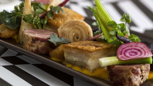 McIvor Farm pork assiette includes belly, cheek and fillet.