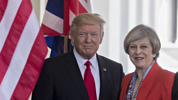 President Donald Trump with Prime Minister Theresa May on Friday.