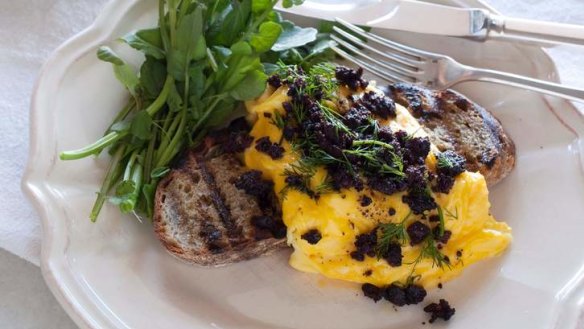 Black pudding is delicious crumbled over eggs.