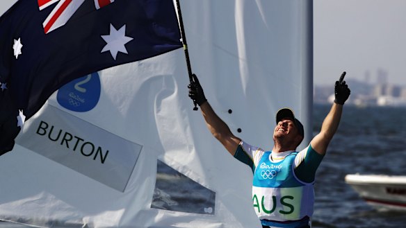 Golden moment: Australia's Tom Burton celebrates. 