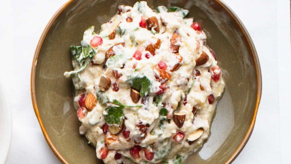 Smoky and tangy: Eggplant and pomegranate yoghurt.