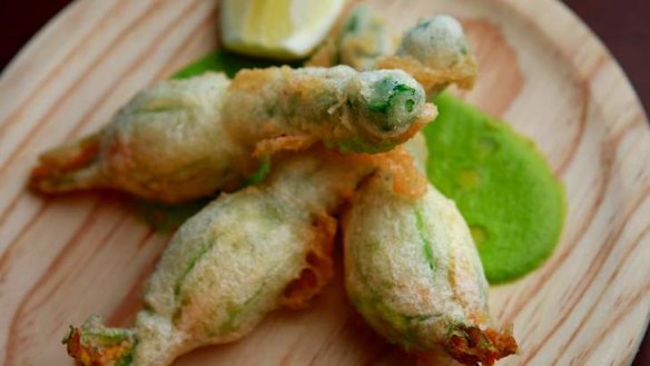 Stuffed zucchini flowers.