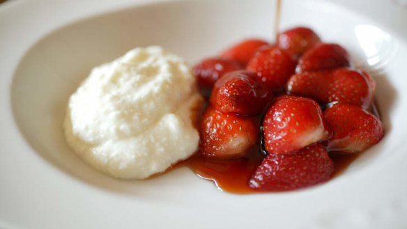 Palm sugar strawberries with vanilla coconut yoghurt.