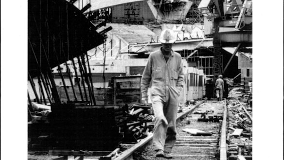 Sculptural bones: The Sydney Opera House under construction in 1965.