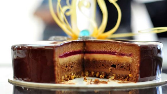 Six layers of heaven ... the 'Great Berrier Crunch' chocolate cake by Team Pastry Australia.