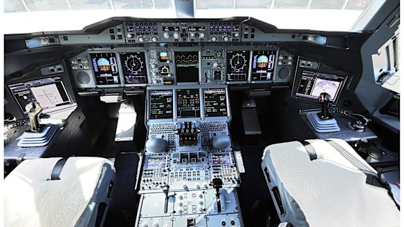 The highly sophisticated A380 flight deck.