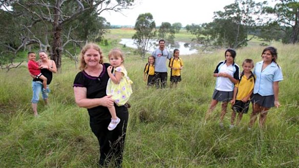 Ancestors welcomed Macquarie but were later murdered . . . three generations of the Chalker family at the Barrigal Lagoon, near Menangle, where the early colonial meeting occurred.