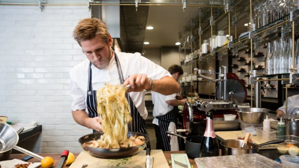 Australian chef Curtis Stone in the kitchen at Maude.