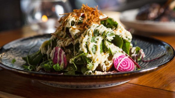 Beetroot salad slathered with mayo.